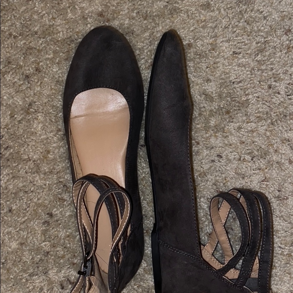 Express Zip Back Flats with Ankle Straps